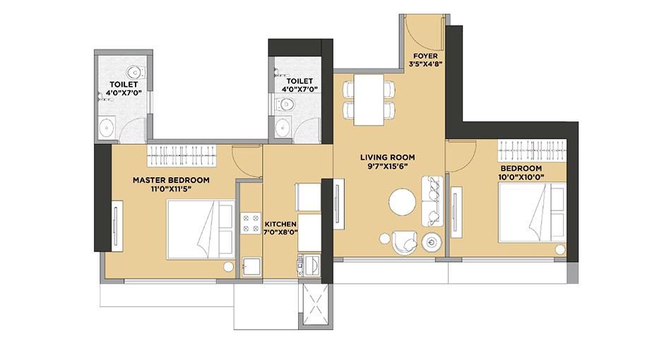 Vakratunda Anantara Kolshet Road 1 Bhk Floor Plan Vakratunda Anantara Kolshet Road 1 Bhk Floor Plan